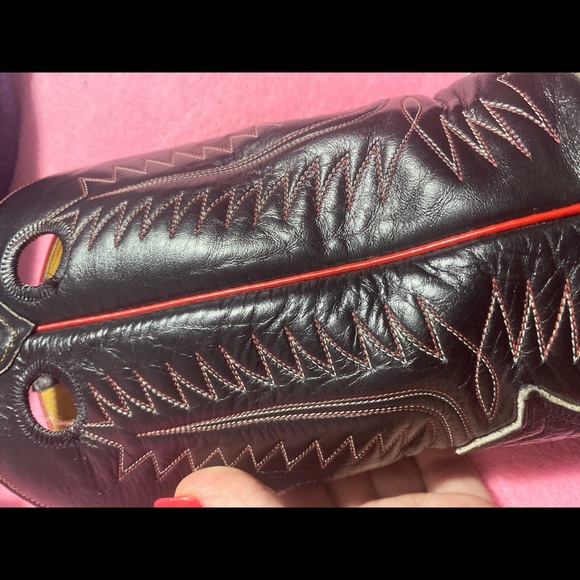 Size 5.5 Rare Vintage Black with red accented threading Tony Lama Cowboy boots - Picture 12 of 12